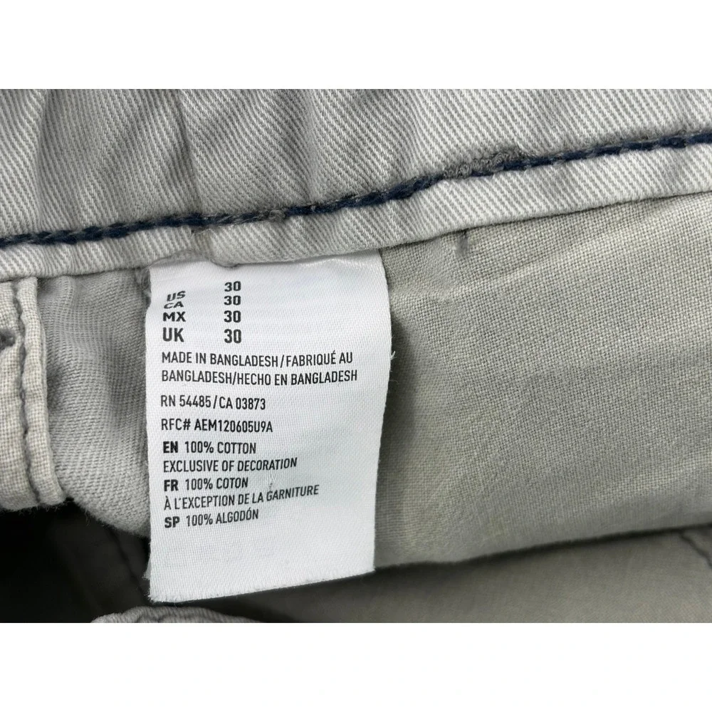 American Eagle Shorts, Gray Chino, Classic, Distressed Longer, Men's Size 30